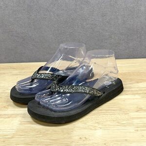 YELLOWBOX BLACK Mellow Mat SILVER BEADED Sandals WOMENS 7 Suzanne